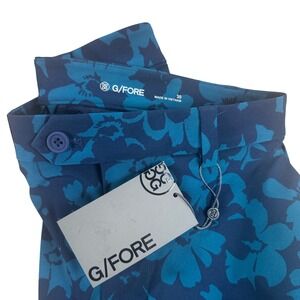 G/FORE Contrast Floral 4-Way Stretch Maverick Golf Shorts Twilight Blue Mens 30
